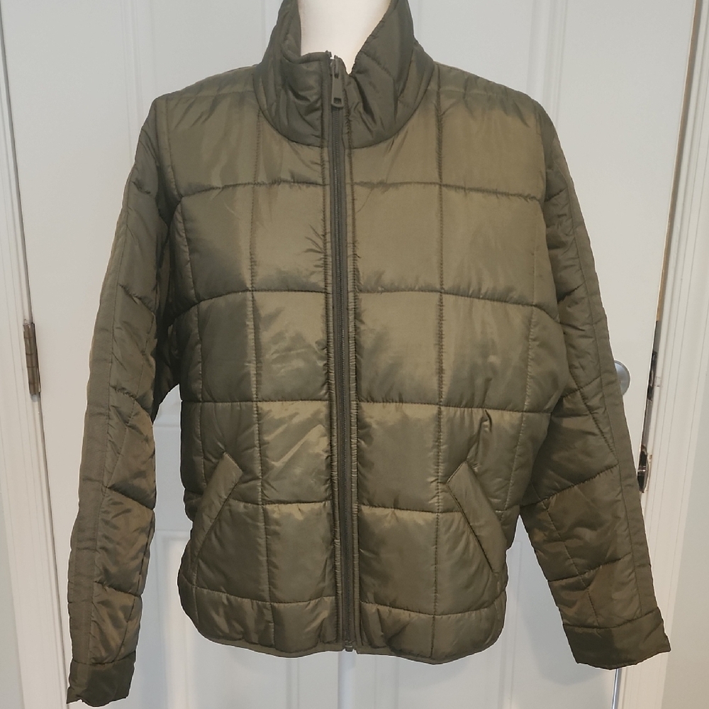 Ci Sono Green Puffer Jacket Quilted Design
